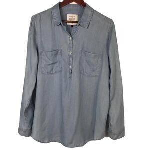 Women's Light Blue Denim Long Sleeve Shirt